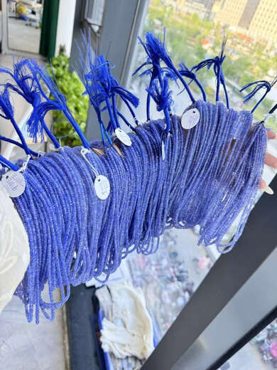 Li Shen natural tanzanite sapphire faceted disc beads necklace bracelet diy semi-finished loose beads single bead with beads fine faceted disc beads 3.2mm half length about 20 cm