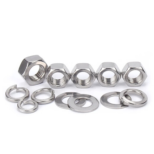 Jinchao 304/316L2205 stainless steel hexagonal nut set flat washer spring washer combination screw cap M4M5M6M8 M22 (1 set) 316L