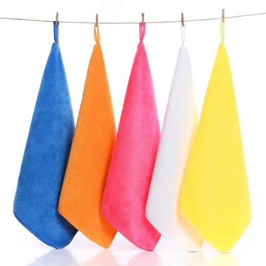 HKFX superfine fiber absorbent five-color non-shedding hotel multi-color internet cafe housekeeping towel cleaning rag 30x30 medium thick color mix and match 10 pack