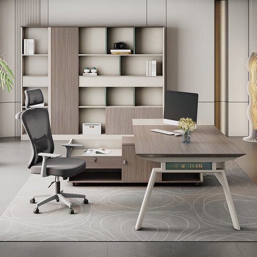 OUDITU boss desk office desk simple modern manager desk supervisor desk and chair combination office furniture president desk executive desk South American Cherry 1.6m supervisor desk + mobile side cabinet