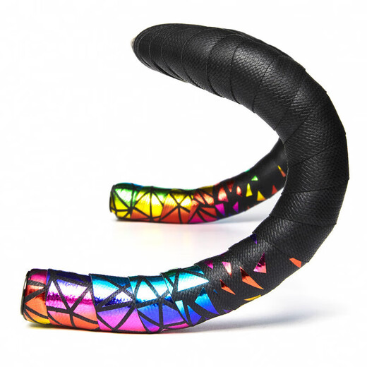Qianqimeng road handlebar with bicycle handlebar wrap with anti-slip gradient color aurora strap white gradient_with black aluminum alloy handlebar plug