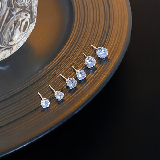 First encounter with explosive zircon earrings, 925 silver-plated imitation diamond earrings for piercing ears, no need to remove them when sleeping, elegant and high-end zircon earrings set of 6