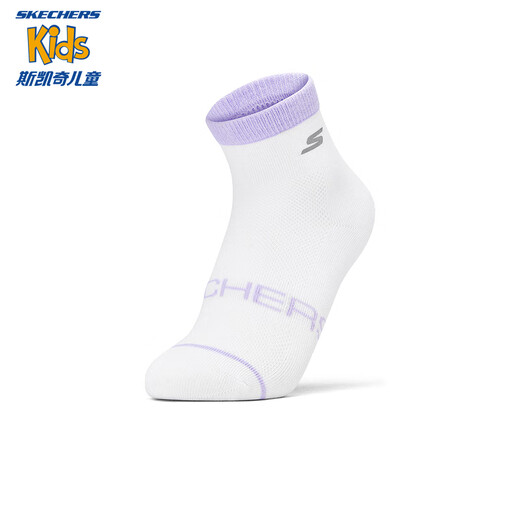 Skechers Skechers children's clothing fashionable and versatile children's color-blocked socks girls outdoor sports and leisure socks P424G051 pure white/pearl pink 04LX 2 pairs L (18-20cm)