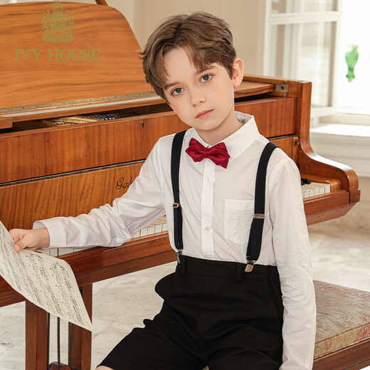 IVY HOUSE Ivy children's clothing boys and girls spring new style college style long-sleeved white shirt skin-friendly breathable cotton white 150cm