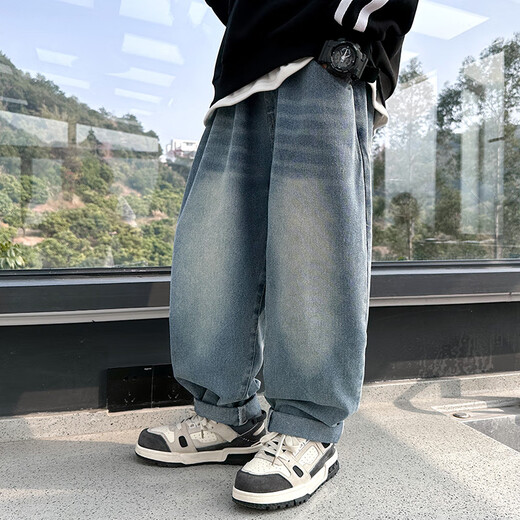 McTicco boy sweatshirt suit 2025 spring and autumn new style children's spring handsome fashionable boy big children's trousers spring suit 4770 gradient +13077 denim blue suit 120