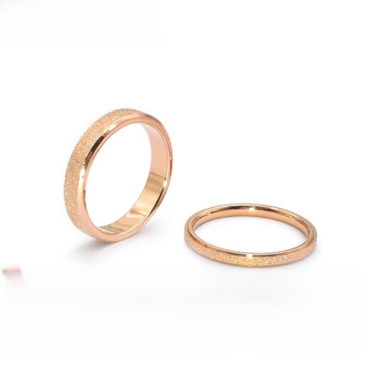 Fat Donglai same style 18k color gold ring 18K gold frosted female AU750 rose gold men and women couple style tail ring color 4MM rose gold frosted ring No. 8 is equivalent to No. 16 and No. 17