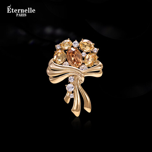 Eternelle French eternal original design Austrian crystal brooch temperament versatile decorative corsage gift champagne color