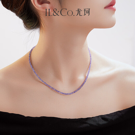 IL/CO Youke S925 Silver Tanzanite Necklace Bracelet Purple New Chinese Bead Set Gift Birthday Gift Tanzanite Bracelet