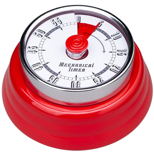 霜山厨房定时器机械计时器做饭定时提醒器时间管理闹钟倒计时磁吸 古典红【无需电池/磁铁吸附】