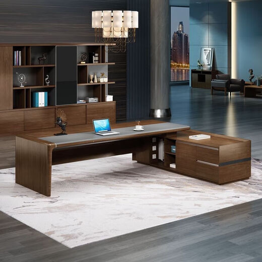 Solid wood leather boss desk president desk simple modern atmosphere boss painted executive desk office boss desk 1.6 meter table without edge cabinet