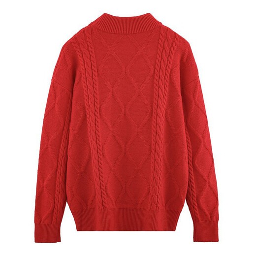 BUBBLE ORANGE parent-child knitted sweater, whole family outfit, autumn and winter mother-daughter clothing, a family of three or four, popular on the street, fashionable internet celebrity, high-end white apricot color parent-child outfit, 175-M size (recommended weight 105-120 Jin Jin is equal to about 0.5 kg)