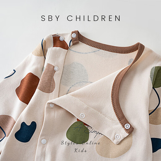 舒贝怡婴儿衣服新生儿连体衣护肚春秋婴幼满月宝宝哈衣周岁百天爬服80