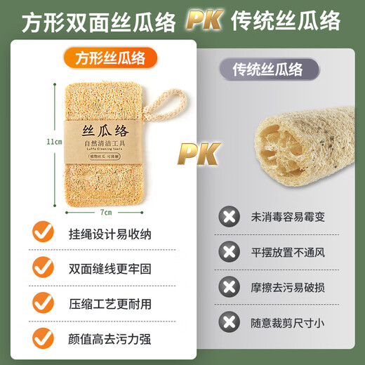 Sulida dishwashing cloth natural loofah dishwashing artifact brush pot and dishwasher non-stick oil 3-piece scouring pad