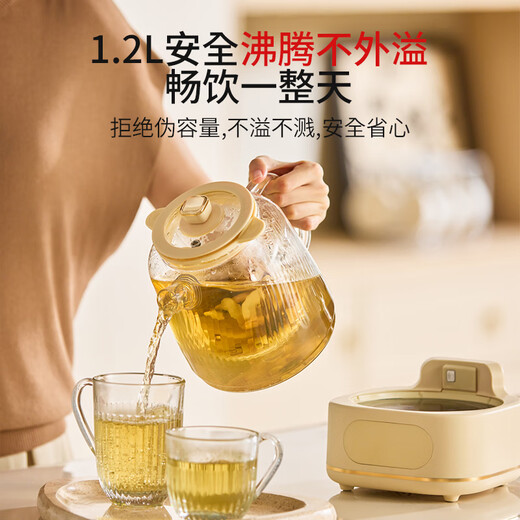 World KitchenCorning health pot, all-glass thermostatic kettle, teapot, teapot, 1.2L large capacity, office thermos pot, household flower teapot, kettle, electric kettle, self-use gift, top version, tea drain + stew pot + full glass lid 1.2L