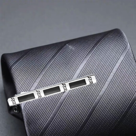 Suican men's tie clip cufflink set business wedding high-end tie clip pin birthday gift suit cuff pin cuff pin black retro pattern cufflink set