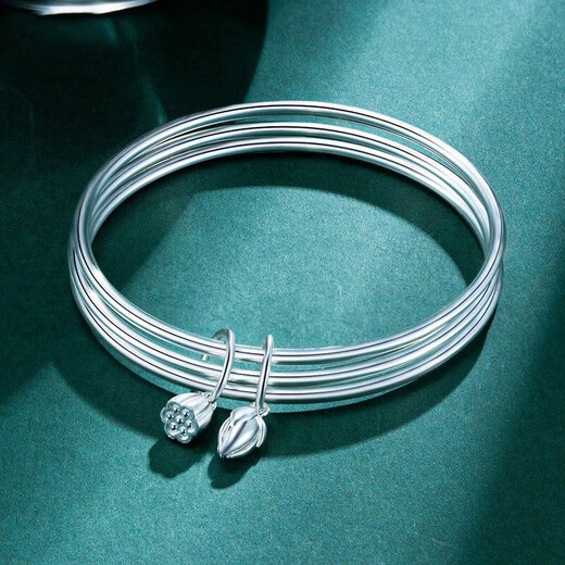 Gold jewelry, gold color jewelry, platinum bracelet for women PT950 Sansheng III bracelet for women, fashion full circle multi-ring bracelet charm, random 20.59 grams, inner diameter about 57mm