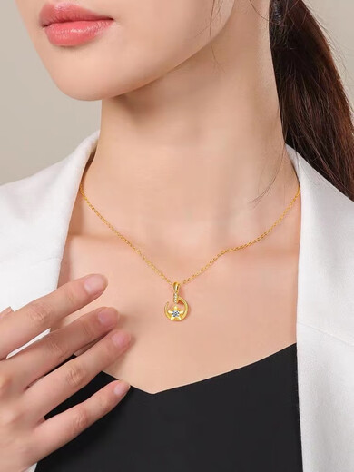 Tingbai Necklace Women's 18K Color Gold Clavicle Chain Gold Pendant 2022 New Style Valentine's Day Gift for Girlfriend Dafu Necklace