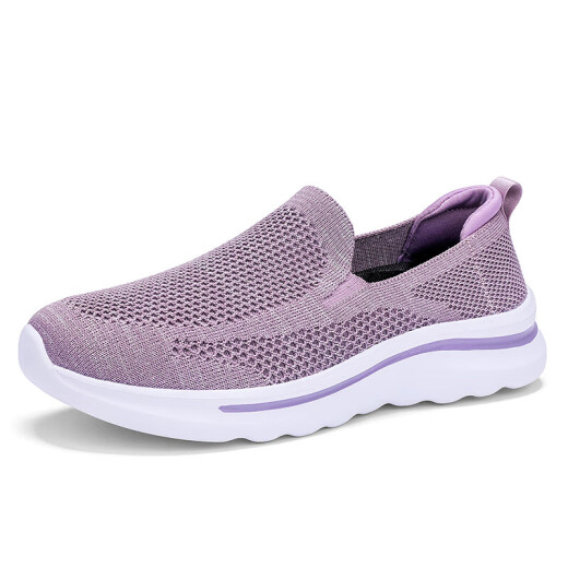 Foot Lijian healthy elderly shoes for women spring and autumn new lightweight mother's shoes mesh breathable non-slip soft sole middle-aged and elderly women's casual walking shoes 2206 lotus root powder (women's model) 35