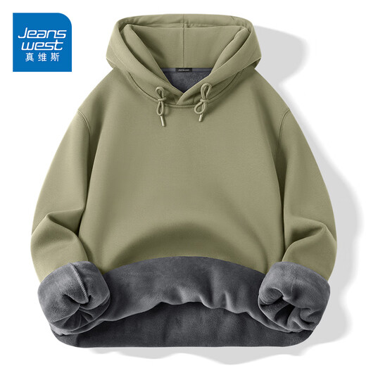 Jeanswest fleece sweatshirt for men 2026 new winter American men's style youth student large size autumn and winter thickened hoodie black (hidden cat) XL (180) (does not pill or fade)