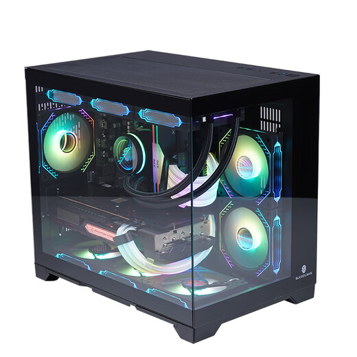 玩嘉 孤勇者无立柱matx主板电脑机箱360水冷海景房机箱纯白30/40系列超长显卡侧透主机箱 孤勇者黑升级版+6棱镜4pro风扇【ARGB】