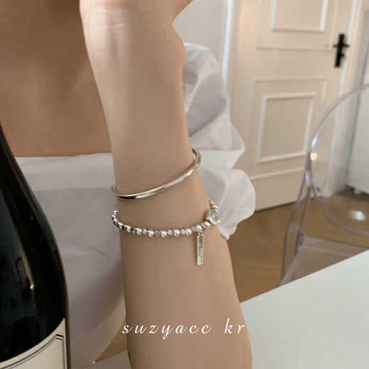 Only two pairs of Korean beaded broken silver bracelets 2023 new ins niche design smiley silver bracelet bracelets in stock