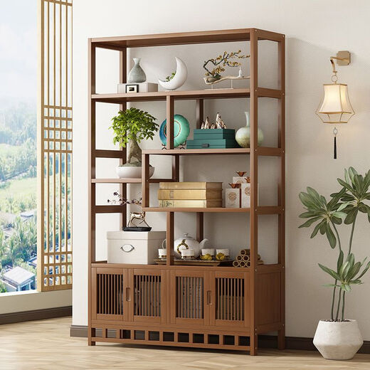 Feikuang Bogu rack new Chinese style Duobao Pavilion storage rack tea display cabinet non-solid wood ornaments cabinet tea set living room bookshelf 80cm long six layers classic style