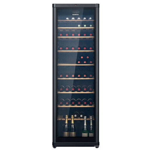 SIEMENS 385L wine cabinet 120 bottles red wine cabinet home wine cabinet constant temperature refrigeration imported oak wine rack black KW35VB7TSC 120 bottles black 385L