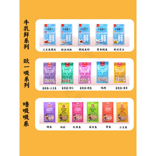 Naughty and Naughty Cat Snacks Ou Yi Sui Cat Snacks Whole Box 100 Count Nutritious Fattening Kittens Sucking Milk Fresh Ou Yi Sui Mixed Flavors (remarks can be specified) 5 packs / 25 sticks