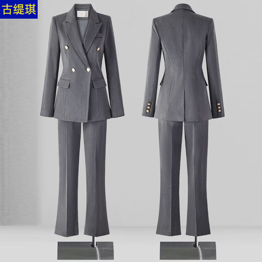 Gutiqi Formal Women's Suit College Student Interview Professional Wear Suit Jacket Women 2025 New Suit Workplace Work Wear Spring Black Suit + Wide Leg Pants XL