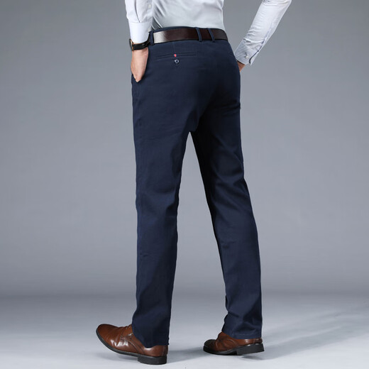 Seven Wolf (SW1960) 2025 Spring and Autumn New Tennis Casual Pants Men's Trousers Loose Straight Men's Trousers Summer Thin Business Long Pants Dark Blue 1517 Four-sided Flash Thin 29