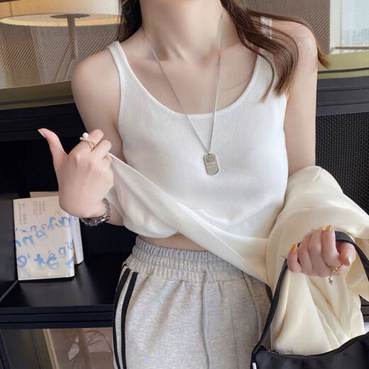 京小二内搭吊带背心女春夏打底设计感小众针织无袖上衣 YZL-DD301小众针织【杏色】 均码