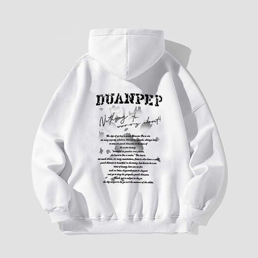 Katuchi American vintage heavyweight Zhongshan sweatshirt men's autumn and winter loose trendy high street hoodie jacket top white gray-velvet XL