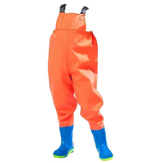 Women's waders, children's one-piece water play overalls, sand clothes, rain pants, rain boots, men's and women's waterproof pants, children's orange overalls 20, height 120-shoe size 30