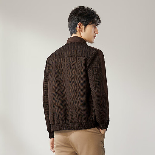 Qipai Men's Jacket Autumn and Winter Fashion Trendy Plaid Jacquard Comfortable and Versatile Stand Collar Casual Jacket