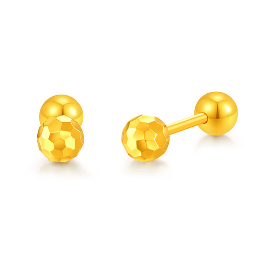 Mengjinyuan 18k gold earrings, laser dragon scales, gold ball screws, ear bone nails, birthday gift for girlfriend