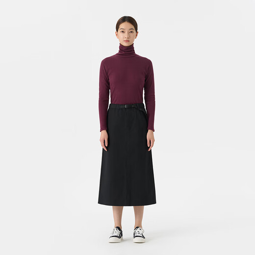 MUJI women's mercerized twill narrow skirt long skirt women's autumn skirt BEY02C4A black L (165/70A)