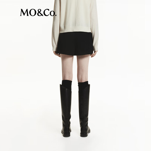 MO&Co. Culottes shorts sheep wool worsted simple pleated low-waist casual pants Moanke black M 165