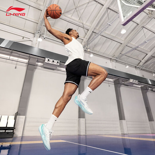 Li Ning Blade 5V2 men's breathable mesh shock-absorbing basketball professional game shoes sports shoes standard white/light blue-14 059-wave light 43