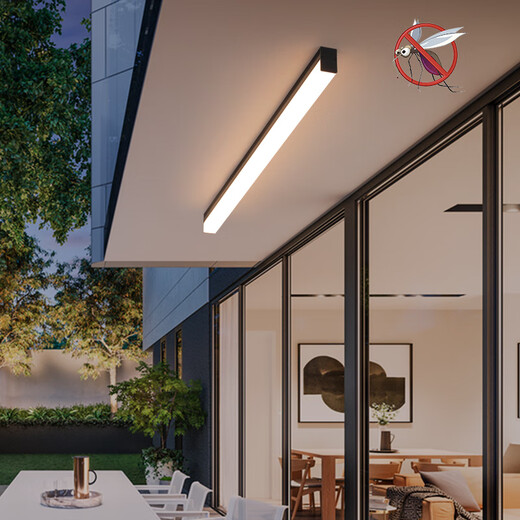 Yilin (yilin) glass sunroom special lamp long strip three-proof balcony lamp ceiling lamp canopy eaves super bright strip lamp length 30CM wide 3.8CM-12W three-color dimming three sides