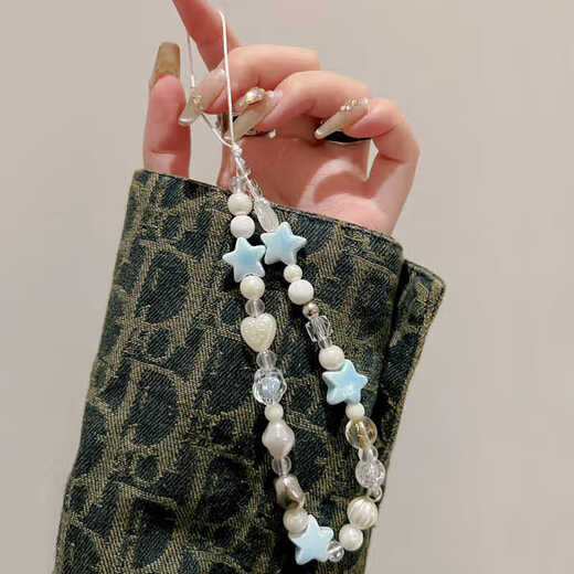 Beiyipin new mobile phone lanyard wrist phone case chain ins summer sea salt star mobile phone lanyard beaded hanging chain lanyard anti-fall wrist pendant wrist strap hanging chain pendant