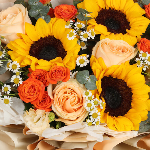 Airi Flowers delivers sunflower bouquets in the same city, birthday flowers, meeting flowers, New Year gifts for girlfriends, flowers delivered by flower shops (live up to your time), sunflower and rose mix and match bouquets, delivered on a specified date.