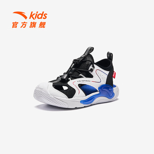 ANTA children's sandals boys' shoes 2025 summer new Baotou breathable children's sports shoes river beach shoes men's black/Anta white 9906H-3 30