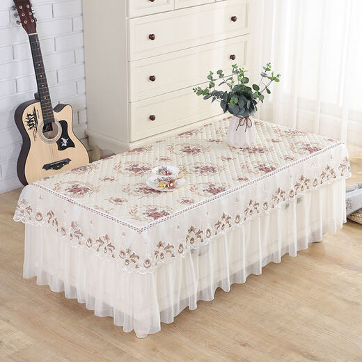 Mirror Moon Picture coffee table tablecloth rectangular all-inclusive non-slip thickened coffee table cover living room lace fabric bedside table dust cover cover Fuguihua-Coffee yarn gauze style width 70*length 130*height 40