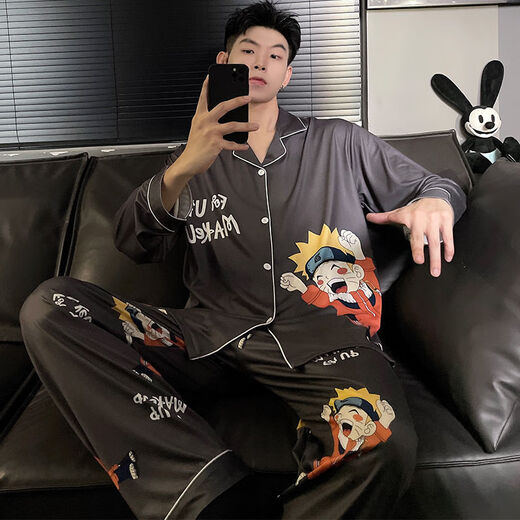 Modal College Student Pyjamas Herren Frühling und Herbst Langarm Long Hosen Baumwolldünne Cartoon Teenie-Kleidung für Männer Kleidung High School-Schülerin WRQS702 Machen Sie Dizai [Männerset] 2xl [Vorgeschlagen 140-165jin [Jin gleich 0,5 kg]]