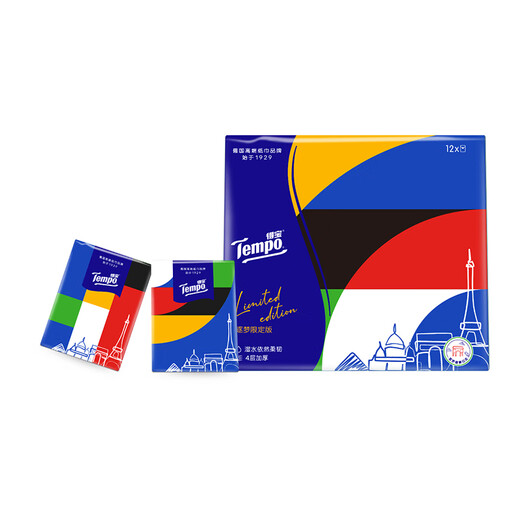 TEMPO handkerchief paper Dream limited sports event 4 layers * 7 sheets * 12 packs printed tissue paper tissue packet facial tissue