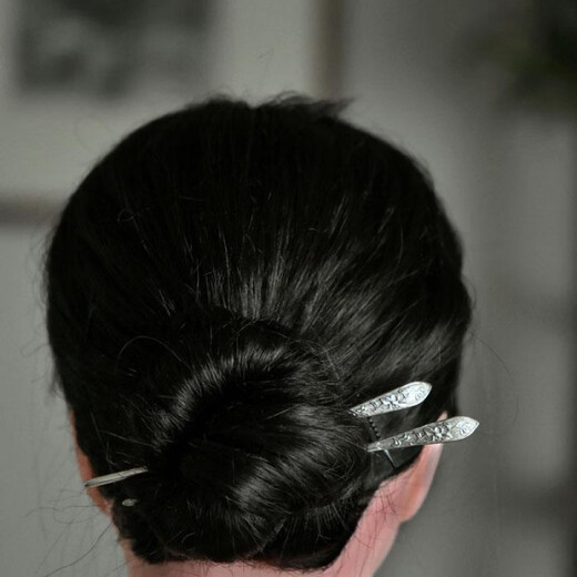 S925 silver hairpin simple embossed peony Chinese style ancient style hairpin new Chinese style republic of China rich and powerful - single