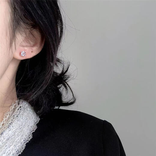 Miaozhan six-piece set of zircon earrings, small and exquisite, cold style earrings, ins trendy style, 520 gift for girlfriend, zircon 6-piece set