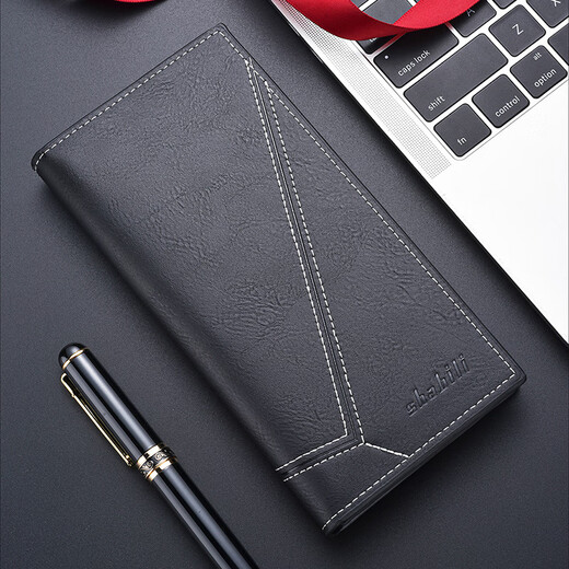 CHANSHIYI PALLET MENS MEN'S Long 2024 Nouveau portefeuille haut de gamme Portefeuille Straight Board Multiples CARDS pour mon mari et mon petit ami Long Straight Wallet de Men Men [170 Black]