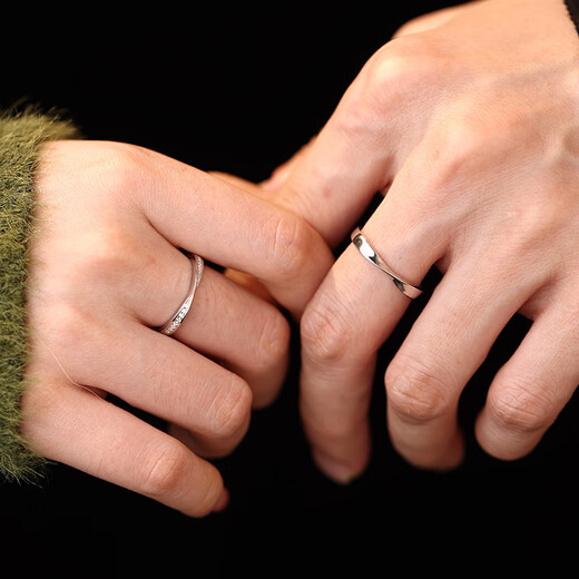 MZMZ Platinum Couple Ring PT950 Platinum Knot Engagement Fashion Diamond Pair Ring Valentine's Day Birthday Gift for Girlfriend Light Luxury Style - Paper Short Love Long Pair Ring