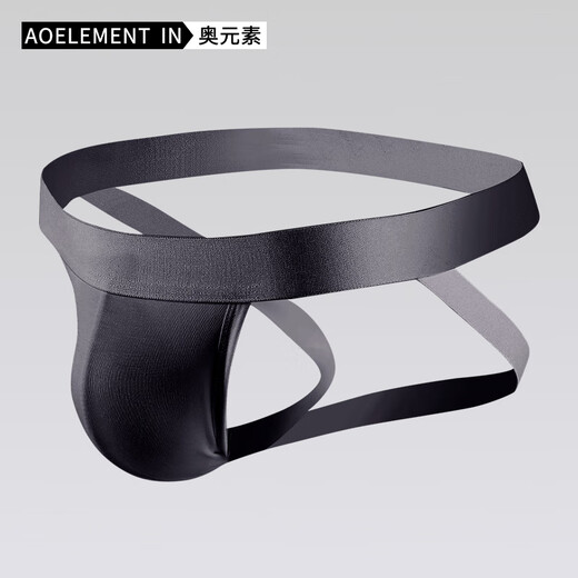 AO Elemental Men's Rear Thong's Sexy's Sexy U Convexe bajo cintura Doble Doble Pantalones cortos de ropa interior transpirable y elástica Solidal de color interior Black + White + Royal Blue L